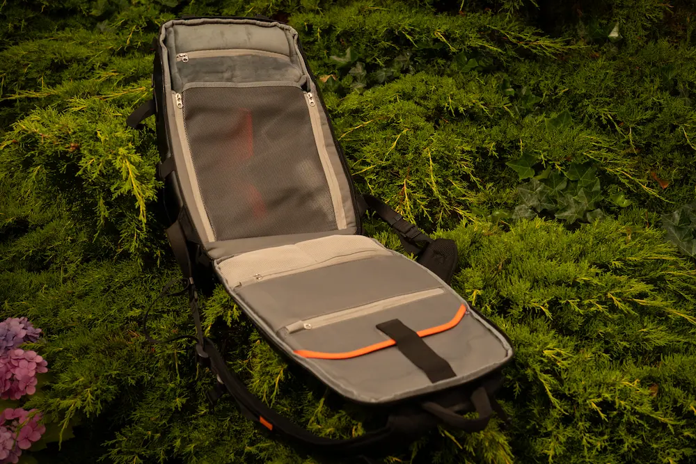 Inside the backpack